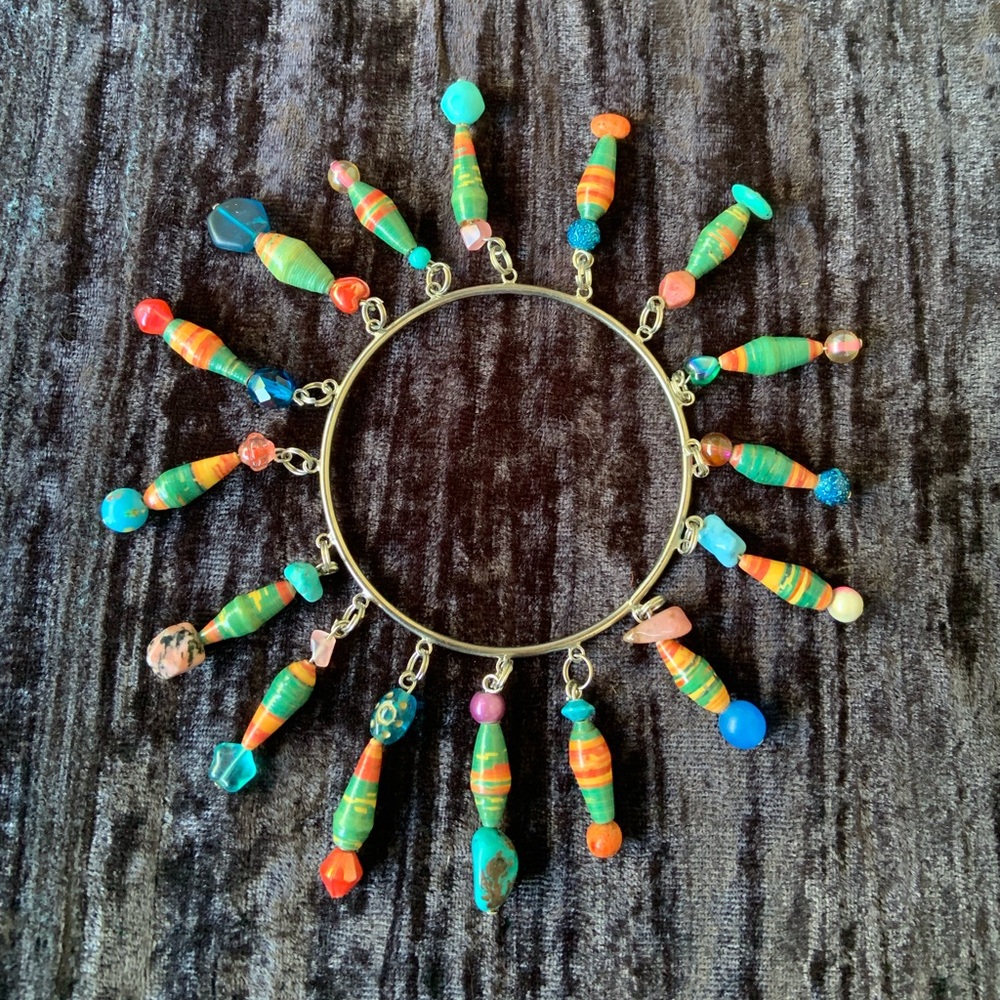 World Tribe Multicolored Dangling Bead Bracelet